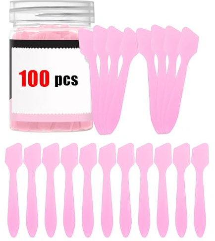 Spatola Per Il Trucco 100 Pezzi Applicatore Con Bordo Curvato | Spatola Compatta per la Bellezza Per La Famiglia Gli I Principianti La Casa I Saloni Di Bellezza Le Creme