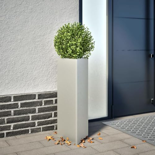 Frdhee Blumenkübel Pflanzkorb Outdoor,Pflanzkübel 2 STK. Dreieckig 30x26x75 cm Edelstahl,Pflanztopf für Innenhof,Hinterhof,Garten