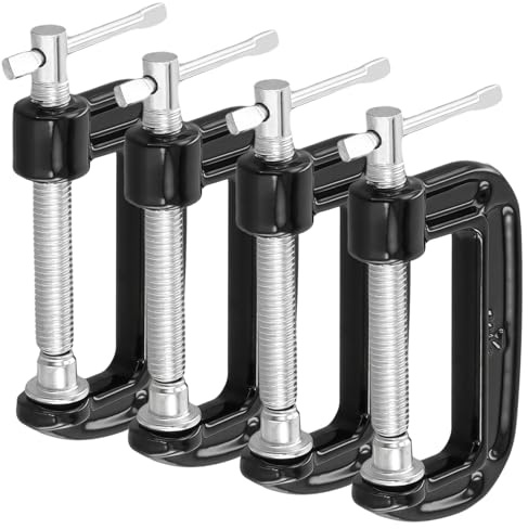 ZEONHAK 4 Pack 2 Inch Mini C Clamp, 50mm Small G Clamps with Adjustable Screw, Black for Welding and Woodworking
