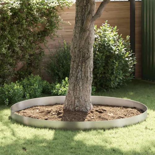 Blumenbeet Umrandung Beeteinfassung,Rasenrand Silber 450 x 20 cm Edelstahl für Landschaftsgestaltung, Hof, und Blumenbeete