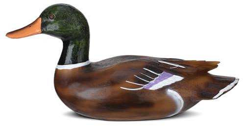 Fumete Duck Home Decor Statue Vintage Rustic Home Decorations Handcrafted Artificial Wood Duck Figurines Life Like Animal Sculpture for Shelf Countryside Indoor Living Room Farmhouse Desktop