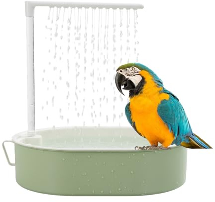 Générique Douche à Perroquets - Abreuvoir et Douche pour Conure | avec Pompe et Eau Courante Alimenté par USB Bain pour Perruches | pour Cage Intérieur Extérieur Balcon Sol Terrasse