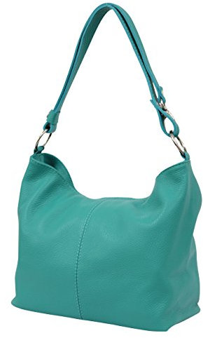 AMBRA Moda Damen Leder Handtasche Schultertasche Umhängetasche Hobo bag GL005 (Türkis)