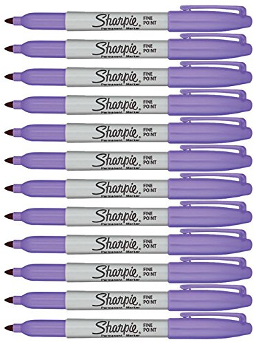 Sharpie Permanent Markers, Fine Point, Light Purple Ink, Pack of 12