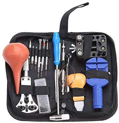 REY Kit de 16 Herramientas de Relojero para la Reparación de Relojes con Estuche