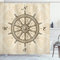 ABAKUHAUS Duschvorhang, Vintage Schiff Rad Antike Segelboot Navigation Werkzeug Monochromen Deco Druck, Stoffliches Gewebe Badezimmerdekorationsset mit Haken, 175 X 200 cm, Beige Braun