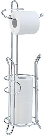SunnyPoint Bathroom Toilet Tissue Paper Roll Storage Holder Stand with Reserve, The Reserve Area Has Enough Space to Store Mega Rolls; Chrome Finish