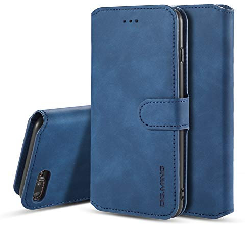 UEEBAI Case for iPhone 6 Plus iPhone 6S Plus, Luxury PU Leather Case Vintage Wallet Flip Cover TPU Inner Shell [Card Slots] [Magnetic Closure] Stand Function Folio Shockproof Full Protection - Blue