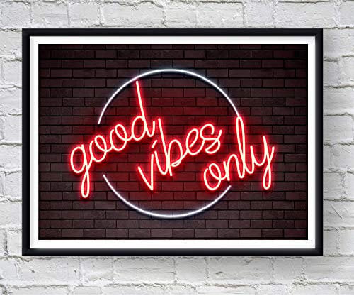 Artylicious Poster, Motiv Good Vibes Only, Neon-Effekt, A3