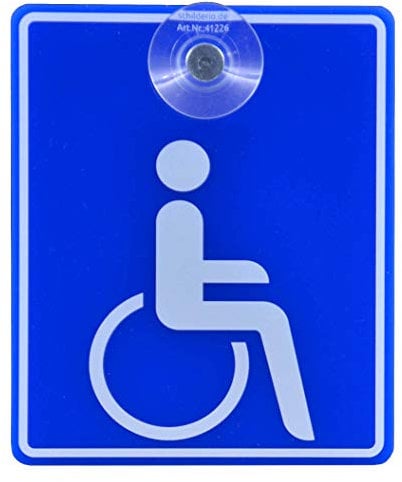 Saugnapfschild Schild Rollstuhlfahrer Behindertenschild 100x120mm für Auto Scheiben Innenbefestigung