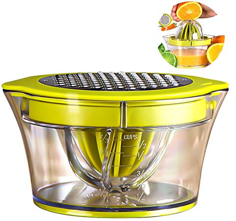 Presse-agrumes manuel multifonction, presse-agrumes 4 en 1 pour oranges, citrons, agrumes, avec 2 alésoirs, mesure gravée 400 ml