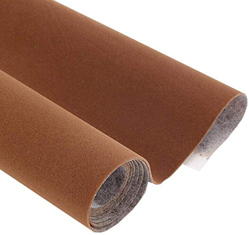 Self Adhesive Vinyl Film Velvet Flock Furniture Sticker Liner for Jewelry Displays Shelf Drawer Dresser Cabinets Liner Arts Crafts Decor (Brown, 45CMx2.5M)