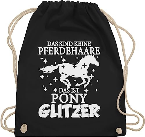 Turnbeutel Rucksack - Pferde Taschen - Das sind keine Pferdehaare - Das ist Pony Glitzer - Unisize - Schwarz - geschenke für reiter stalltasche pferd pferdeliebhaber juterucksäcke reiten zubehör