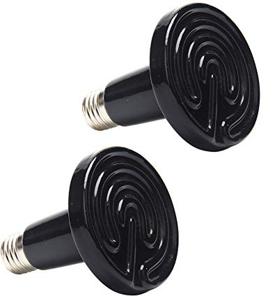 Xiedeai Reptiles Amphibians Terrarium Heat Lamps - 2Pcs 50W Infrared Ceramic Reptile Heater Lizards Tortoise Pet Terrarium Emitter Bulb No Light Heating Lamp E27 220-240V