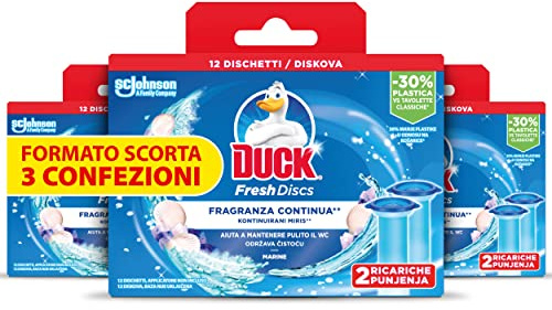 Duck Fresh Discs, Detergente Bagno, 36 Dischi Gel Igienizzanti WC, Profumo Marine, Formato Scorta da 6 Ricariche