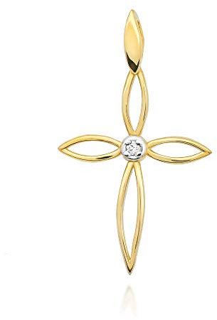 Kreuz Anhänger Gold Gelbgold Weißgold 585 14K Goldanhänger Kettenanhänger Diamanten Brillanten für Damen Jungen