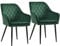 SONGMICS Esszimmerstühle, 2er Set, Sessel, Loungesessel, mit Armlehne, Bezug aus Samt, Metallbeine, bis 110 kg belastbar, für Esszimmer, Küche, Wohnzimmer, Schlafzimmer, grün LDC088C02