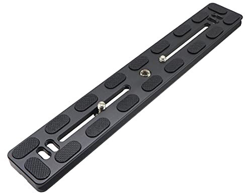 HITHUT PU-250 250mm Universal Long Quick Release Plate Dual Dovetail Slide Rail with D-Ring Screw for Ball Head Tripod Mount DSLR Camera Arca Swiss Compatible