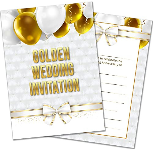 Olivia Samuel 20 x Einladungskarten zum goldenen Hochzeitstag, A6, doppelseitig, mit Umschlägen