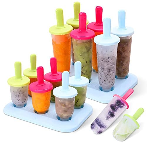 Eisformen, 12 Eisformen Eis am Stiel, Eisformen mit Kunststoffstäbchen, BPA-frei, Kleine und Große Eisformen