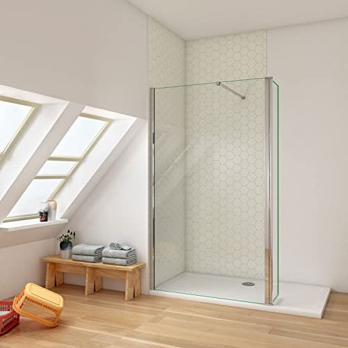 Ducha Casa 90x30x190cm Mampara de ducha frontal dos hojas(una fija y otro abatible) sin marco exterior, 8mm cristal templado antical, barra de sujeción incluido