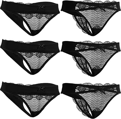 Fabio Farini 6er Pack Damen String Tanga Spitzenhöschen Thongs 36/38