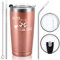 Livole Funny Christmas Presents for Women, Her, Best Friends, Birthday Gifts for Mum, Wife, Fox Coffee Cup, Fox Mug, 20oz Camping Travel Mug with Lid Straw, Vacuum Insulated Thermal Cup, Rose Gold