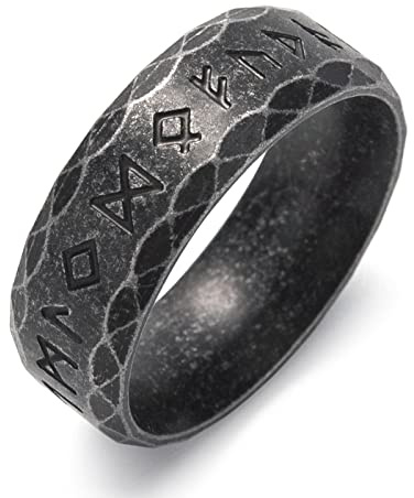 KIRTIJW Viking Rings for Men Norse Viking Runes Amulet Ring Jewelry for Men Women size 12