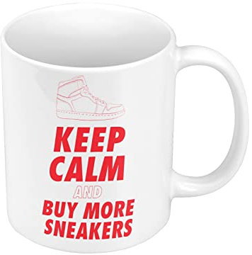 Fabulous Keramische Becher 325ml Keep Calm and Buy more Sneakers Red Sneakerhead Kollektion Schuhe Hobby Kicks
