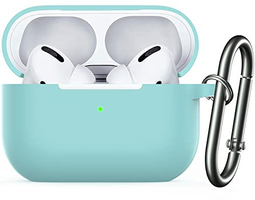 Für AirPods Pro 2 Hülle, Nemteur Apple Pro 2nd Generation Silicone Case Cover, Front LED sichtbar, Skin Full Protective Case mit AirPods Pro 2 2022 Charging Case Mit Karabiner - Grün
