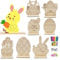 JOKILY 8 Stück Hasen aus Holz zum Bemalen, Ostern Basteln Holz, DIY Osterhase Deko, Osterhase Kinder Bastelsets mit Bunte Mini Pompons und Kulleraugen, Bastelzubehör Dekorationen (A)