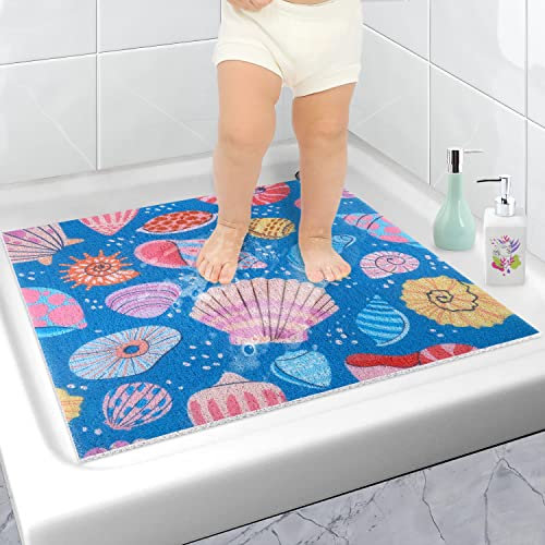 Tapis de Douche Antidérapant 60 x 60 cm, Tapis de Bain de Dessin animé sans Ventouse, Tapis Antidérapant Baignoire Tapis Douche pour Enfants et Bébé