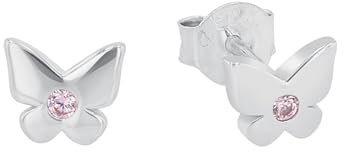 Prinzessin Lillifee Ohrstecker 925 Sterling Silber Mädchen Kinder Ohrschmuck, mit Zirkonia synth., 0,5 cm, Silber, Schmetterling, Kommt in Schmuck Geschenk Box, 2035984