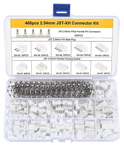woshilaoDS 460 Stk JST-XH Stecker Kit, 2,54mm 2/3/4/5/6 Pin Männlich und Weiblich Adapterkabel Stecker Buchse, 2,54 mm Weiblich Metall Pin Verbinder, Buchse Pin Stecker, Weiß Platinenstecker