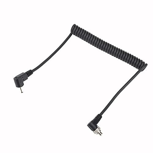 2.5mm to Male Flash PC Sync Cable Cord with Screw Lock Camera Flash Speedlite Cord Extended Coiled Wire for Linking Many Kinds of Cameras and Flash Triggers