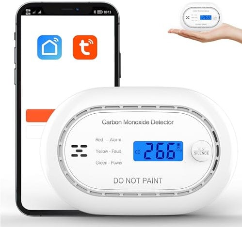 XINDUM Kohlenmonoxid Melder WLAN, 10 Jahre Batterie CO Melder mit APP, EN50291 Norm, LCD Anzeige, 85 dB akustischer Alarm, Tragbarer CO-Detektor für Zuhause, Auto, Zelt, Fahrzeug