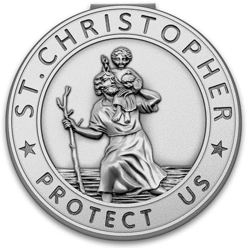 Anwlki Heiligen Christophorus Medaille für Auto Heiliger Christophorus Visier Clip Zubehör Segen Fahren Sicherheit Komm Gut Heim Religiöses Geschenk für Eltern, Familie, Freund, Fahrer