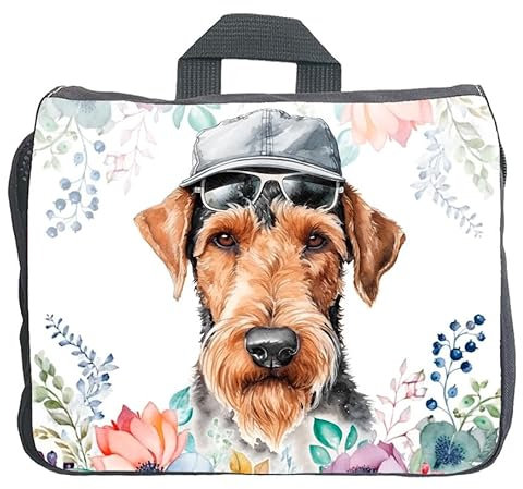 Cadouri Hundezubehörtasche mit Airedale Terrier - Aufbewahrungstasche mit Hunderasse für Hundebesitzer - originelles Geschenk - handgefertigt