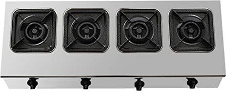 SACLI fornello a Gas Gas campeggioFornello a Gas Professionale in Acciaio Inox 3/4/6/8 fuochi(Color:LNG,Size:4)