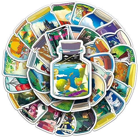 Bottle World Stickers for Laptop (50 PCS),Gift for Children Teens Adults Girl Boys,Waterproof Stickers for Water Bottle,Bottle World Vinyl Stickers for Scrapbook,Skateboard,Bike,Phone,Dairy