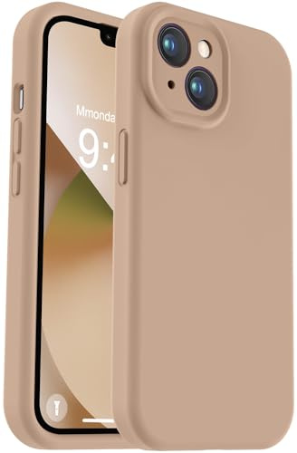 Vooii Compatible with iPhone 13 Case, Liquid Silicone Upgrade [Camera Protection] [Fit for Battery Charger Cases] Shockproof Phone Case for iPhone 13 6.1 inch - Light Brown