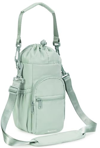 sportsnew Porte Bouteille Isotherme Sac Gourde Avec Bandoulière 1l Avec Poche Pour Téléphone Sac Bouteille d’Eau Pour La Randonnée à Pied, Vert