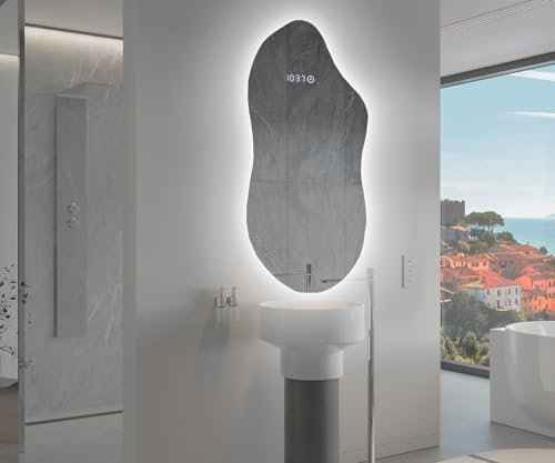 Artforma Badspiegel mit Beleuchtung - Spiegel Oval - 54x94 - Badezimmerspiegel Nach Maß - Led Spiegel Bad auf Individuelle Bestellung Gefertigt - Modernes Design - Ohne Rahmen