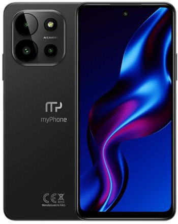 Schlankes und Elegantes Smartphone NFC Funktion ohne vertag myPhone N23 5G Cosmic Black + kostenlose Tasche 5000mah Akku 50mpx Kamera