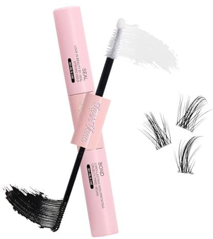 Bond and Seal Lash Glue 2 in 1 Lash Bond and Seal for DIY Cluster Eyelash Lashes Eyelash Extensions Lasting Strong Waterproof Mascara Eyelash Extension Glue for Sensitive Eyes