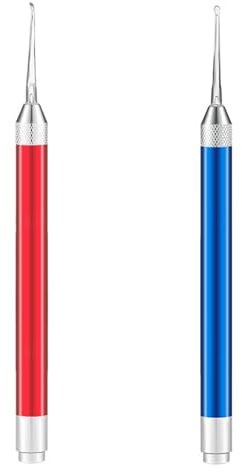 Rojo+Azul (2pcs) Linterna Impermeable Palillos de Oreja Limpiador de cerumen con luz LED, Herramienta de limpieza de cuchara de cureta de oído luminoso, Linterna Orejas Palillos Limpiador de cerumen