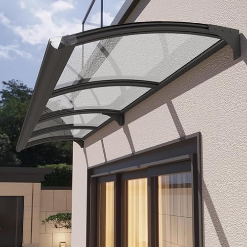 Transparentes Pultbogenvordach,Vordach Überdachung Haustürvordach,65/80/100/120/150 cm Breite Vordach für Haustür,Dach vor Regen und Uv-Schutz,Leicht Zusammenzubauen (80x400cm/32 x157)