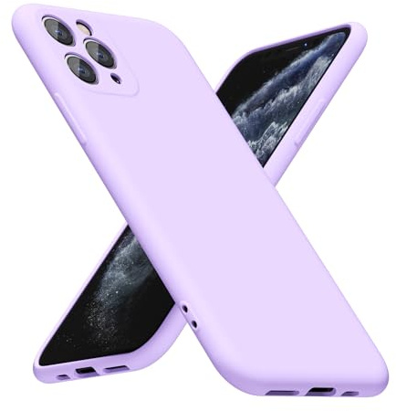 LoeoeL for iPhone 11 Pro Phone Case Silicone, Minimalist Ultra Thin Slim Soft Rubber Gel Solid Color Matte TPU Cute Case for Women Men, Girly Plain Aesthetic Design & Camera Cover, Purple Lavender