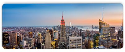 New York City Skyline Keyboard and Mousepad Desk Mat with Stitched Edge for Gaming and Office Computer Mat Easy Clean Laptop Desk Writing Mat for Office/Work/Home(31.5 X 11.8 Inch, 3mm Thick)