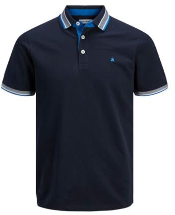 JACK & JONES Men's Jjepaulos Polo SS Noos Shirt, Sky Captain/Detail: neon, L